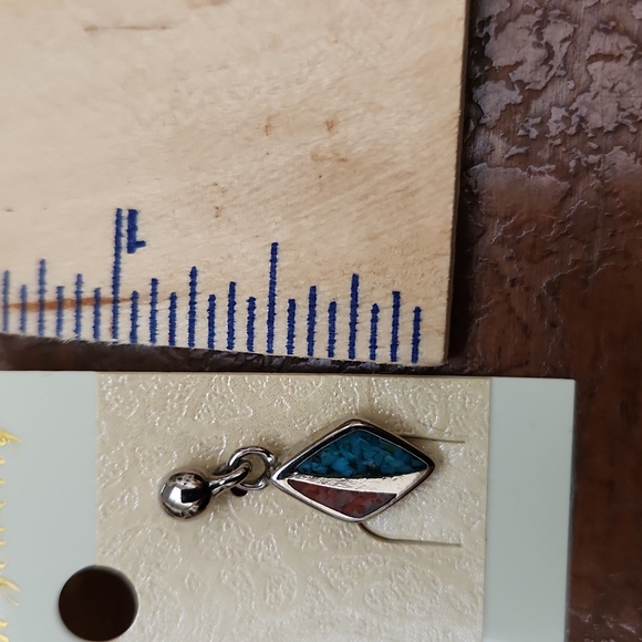 Turquoise and coral earrings - Picture 5 of 5